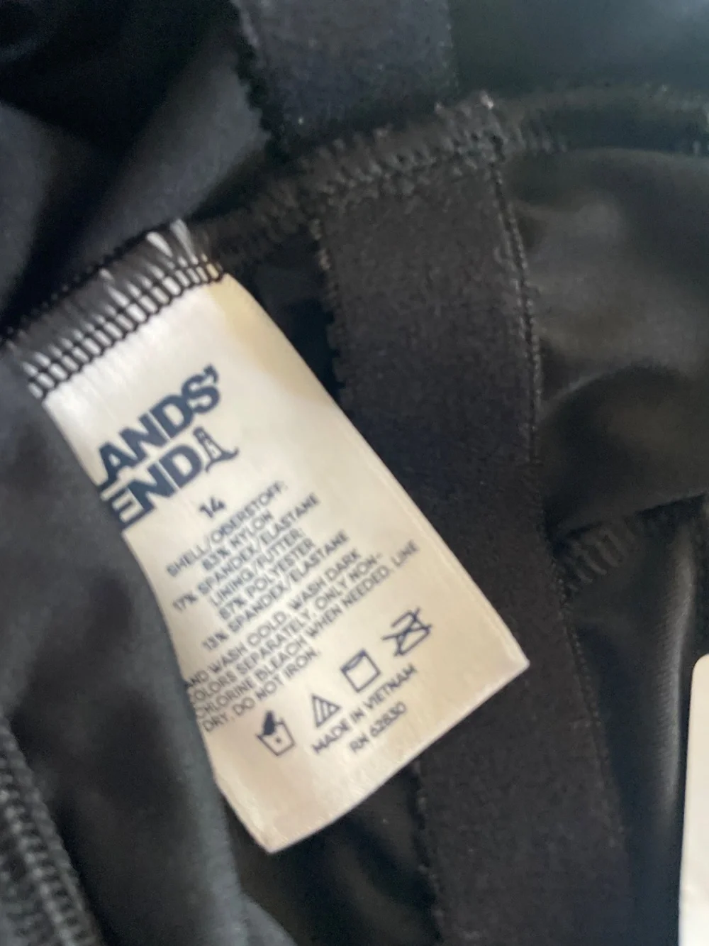 NEW Lands’ End Women’s Black and White High Neck Swim Dress, Size 14